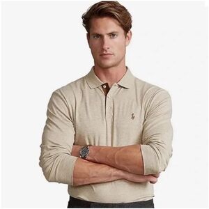 Polo by Ralph Lauren Men's Tan Long Sleeve Polo Shirt